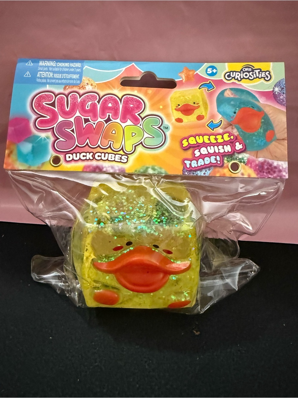 Sugar Swaps Duck Cubes Squeeze Toy - Yellow Glitter